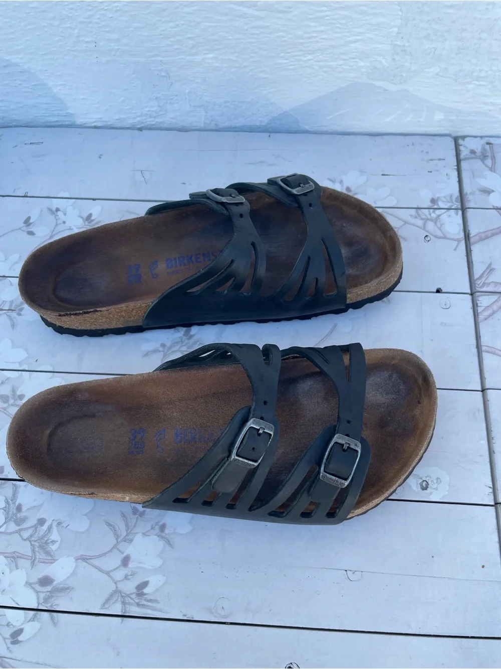 Birkenstock Men's Black Double Strap Cork Footbed Sandals